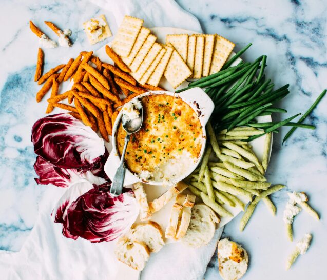 charcuterie boards, colorful crudité displays